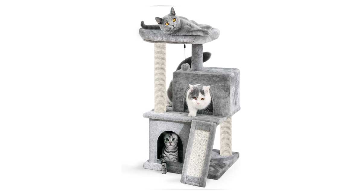TecTake Tiragraffi per gatti gatto gioco palestra sisal altezza media 86 x 49 x 141 cm nero | no. 402277 disponibile in diversi colori